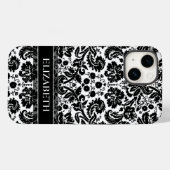 Damaserpatroon met aangepaste naam Case-Mate iPhone case (Achterkant (horizontaal))