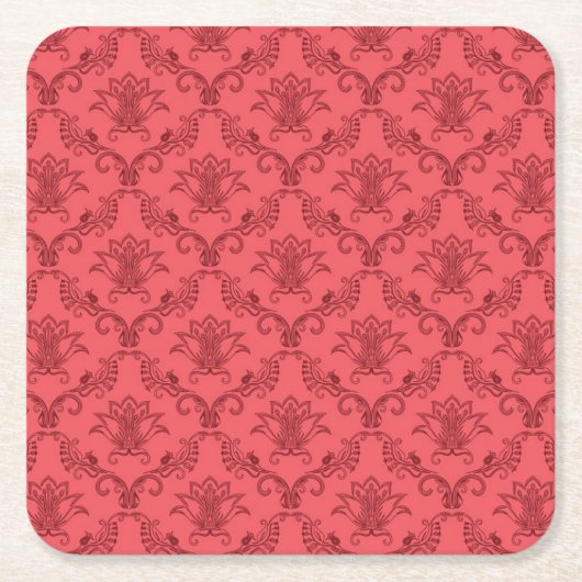 Damasflorpatroon Kartonnen Onderzetters (Voorkant)