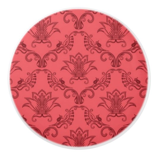 Damasflorpatroon Keramische Knop (Voorkant)