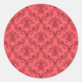 Damasflorpatroon Ronde Sticker (Voorkant)