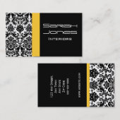 Damasinterieur ontwerp zwart geel Visitekaartje (Voorkant / Achterkant)