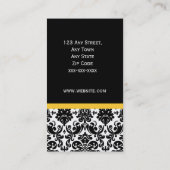 Damasinterieur ontwerp zwart geel Visitekaartje (Achterkant)
