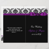 damasje, paars lintboek vouwprogramma bruiloft (Voorkant / Achterkant)
