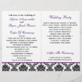 damasje, paars lintboek vouwprogramma bruiloft (Achterkant)