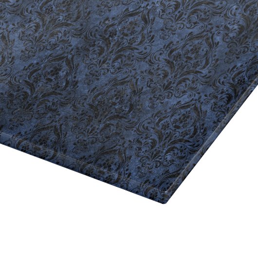 DAMASK1 ZWARTE MARBLE & BLUE STONE (R) SNIJPLANK (Hoek)