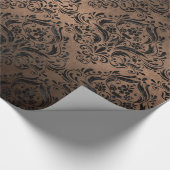 DAMASK1 ZWARTE MARBLE & BRONZE METAL (R) CADEAUPAPIER (Hoek)