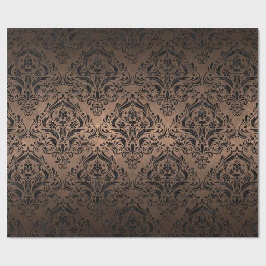 DAMASK1 ZWARTE MARBLE & BRONZE METAL (R) CADEAUPAPIER (Vlak)