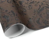 DAMASK1 ZWARTE MARBLE & BRONZE METAL (R) CADEAUPAPIER (Rol Hoek)