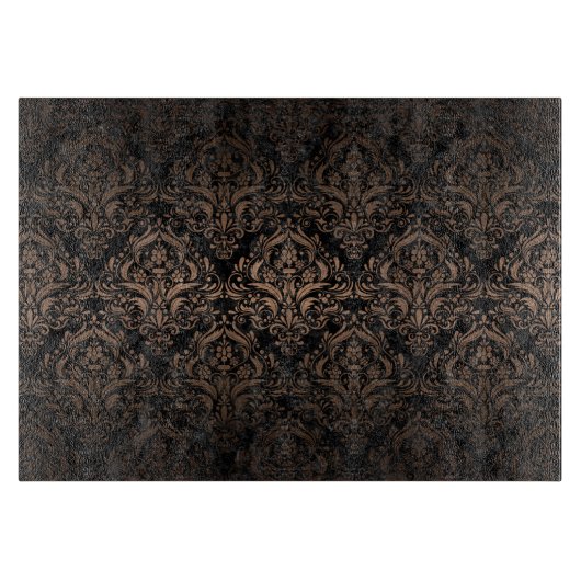 DAMASK1 ZWARTE MARBLE & BRONZE METAL SNIJPLANK (Voorkant)