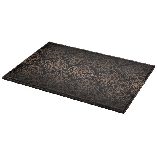 DAMASK1 ZWARTE MARBLE & BRONZE METAL SNIJPLANK (Hoek)