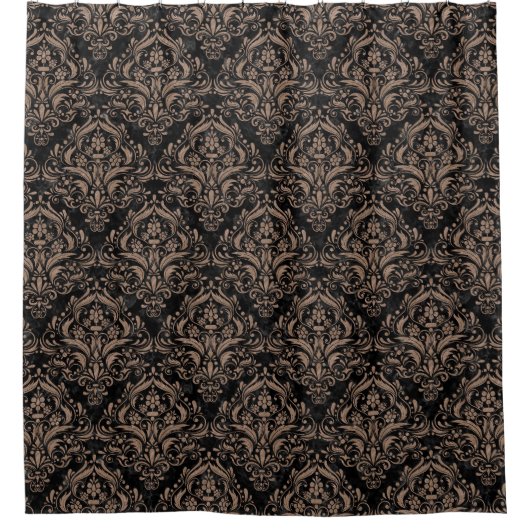 DAMASK1 ZWARTE MARBLE & BROWN COLOCIL PENCIL DOUCHEGORDIJN (Voorkant)