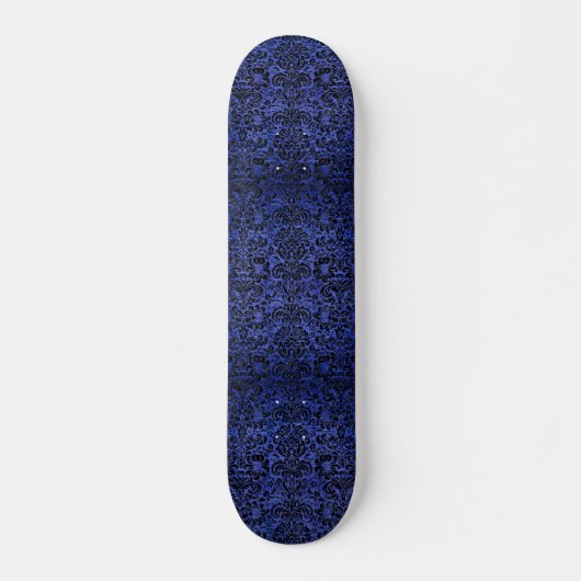DAMASK2 ZWARTE MARBLE & BLUE BRUSHED METAL (R) SKATEBOARD (Voorkant)