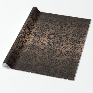 DAMASK2 ZWARTE MARBLE & BRONZE METAL (R) CADEAUPAPIER