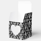 Damask 02 Black-White-Square Heart Favor boxes Bedankdoosjes (Geopend)