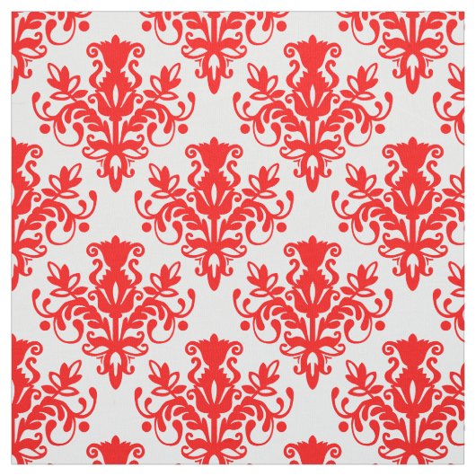 Damask 02 Patroon - Rood op wit Stof (Swatch)