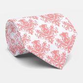 Damask 02 Patroon - Zacht roze op Wit Stropdas (Opgerold)