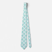 Damask 02 Pattern - Aqua Blue op White Stropdas (Voorkant)
