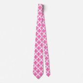 Damask 02 Pattern - Hot Pink op White Stropdas (Voorkant)