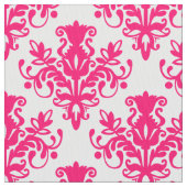 Damask 02 Pattern - Neon Red on White Stof (Close Up)