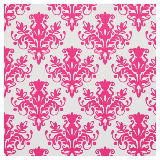 Damask 02 Pattern - Neon Red on White Stof (Swatch)