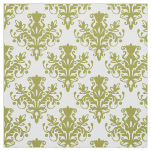Damask 02 Pattern - Olive op White Stof
