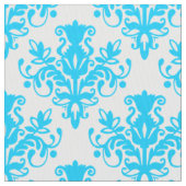 Damask 02 Pattern - Sky Blue op White Stof (Close Up)