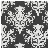 Damask 02 Pattern - White on Black Stof (Close Up)