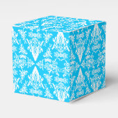 Damask 04 Lt Blue-White-Square Favor boxes Bedankdoosjes (Voorkant Zijde)