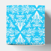 Damask 04 Lt Blue-White-Square Favor boxes Bedankdoosjes (Bovenkant)