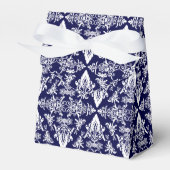 Damask 05 Navy-White-Tent Style Favor boxes Bedankdoosjes (Voorkant Zijde)