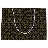 Damask 06 Black-Gold-Large Gift Bag Large Cadeautasje (Achterkant)