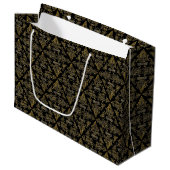 Damask 06 Black-Gold-Large Gift Bag Large Cadeautasje (Voorkant Gekanteld)