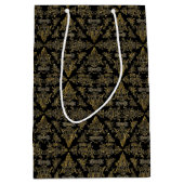 Damask 06 Black-Gold-Medium Gift Bag Medium Cadeauzakje (Voorkant)