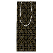 Damask 06 Black-Gold-Wine Gift Bag Wijn Cadeautas (Achterkant)
