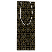 Damask 06 Black-Gold-Wine Gift Bag Wijn Cadeautas (Voorkant)