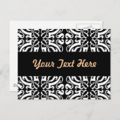 Damask 1 (zwart-wit) briefkaart (Voorkant / Achterkant)