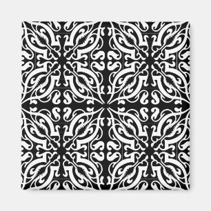 Damask 1 (zwart-wit) magneet