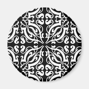 Damask 1 (zwart-wit) magneet