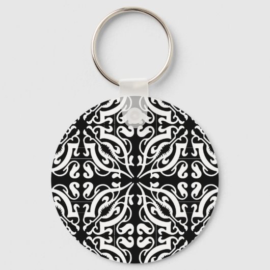 Damask 1 (zwart-wit) sleutelhanger (Voorkant)