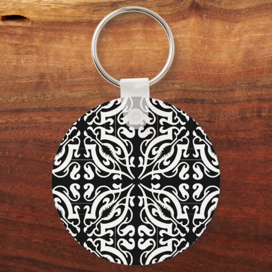 Damask 1 (zwart-wit) sleutelhanger (Voorkant)