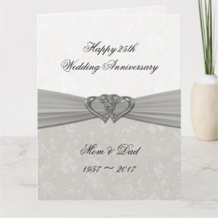 Damask 25th Wedding Jubileum 8.5x11 Kaart