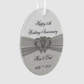 Damask 25th Wedding Jubileum AcrylOrnament Ornament (voorkant)