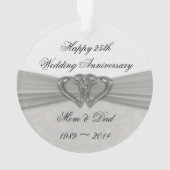 Damask 25th Wedding Jubileum AcrylOrnament Ornament (achterkant)