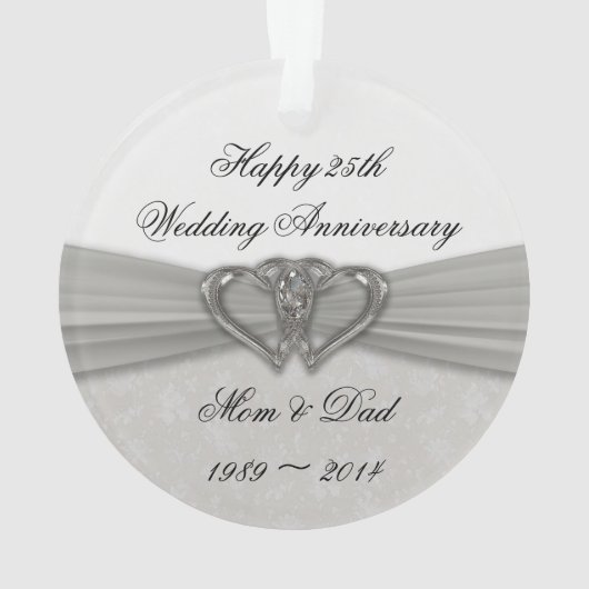 Damask 25th Wedding Jubileum AcrylOrnament Ornament (achterkant)