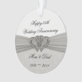 Damask 25th Wedding Jubileum AcrylOrnament Ornament (voorkant)