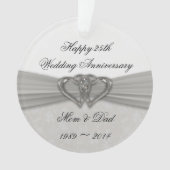 Damask 25th Wedding Jubileum AcrylOrnament Ornament (voorkant)