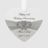 Damask 25th Wedding Jubileum AcrylOrnament Ornament (voorkant)
