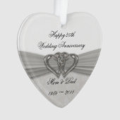 Damask 25th Wedding Jubileum AcrylOrnament Ornament (voorkant)