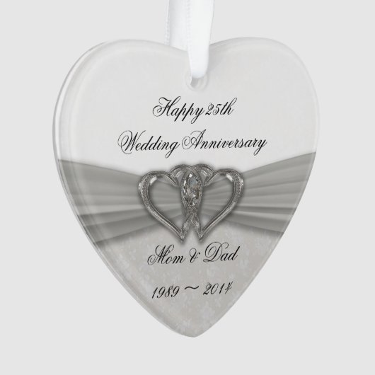 Damask 25th Wedding Jubileum AcrylOrnament Ornament (voorkant)