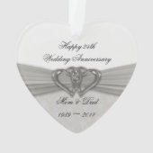 Damask 25th Wedding Jubileum AcrylOrnament Ornament (achterkant)
